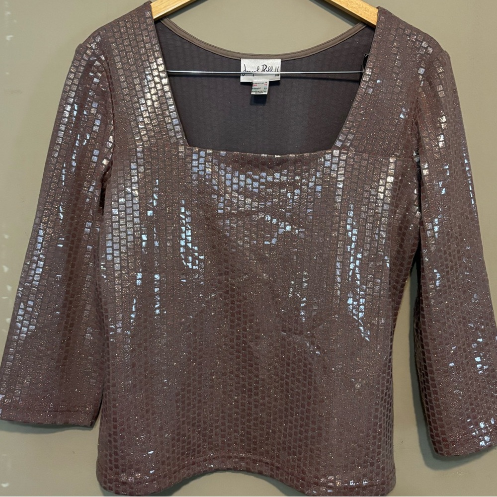 JOSEPH RIBKOFF Vintage Union Made Lined Sequin Square Neck Top